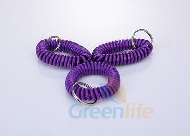 注文の伸縮性があるコイルの伸張のバンドKeychainの紫色の螺線形のブレスレットのキーのホールダー