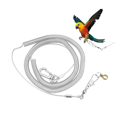 6メートルの鳥のための拡大のオウムの安全なロープの明確なテザーのコイルの革紐の飛行の保護