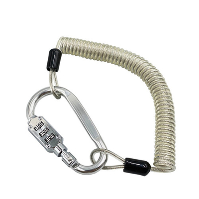 TPUのヘルメットの安全のためのCarabinerのダイヤル錠が付いているプラスチックばね用具の鎖