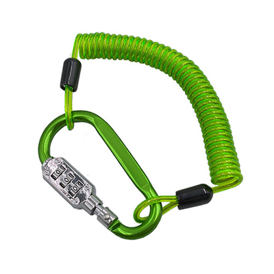 TPUのヘルメットの安全のためのCarabinerのダイヤル錠が付いているプラスチックばね用具の鎖