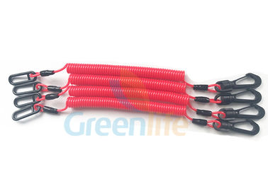 プラスチック ホック/リングが付いている保持の鎖のHandtoolの締縄の注文の赤い螺線形の革紐